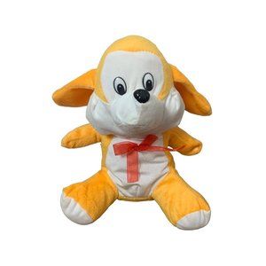 Orange White Dog Plush Puppy Stuffed Animal Puli International Sitting Red Bow